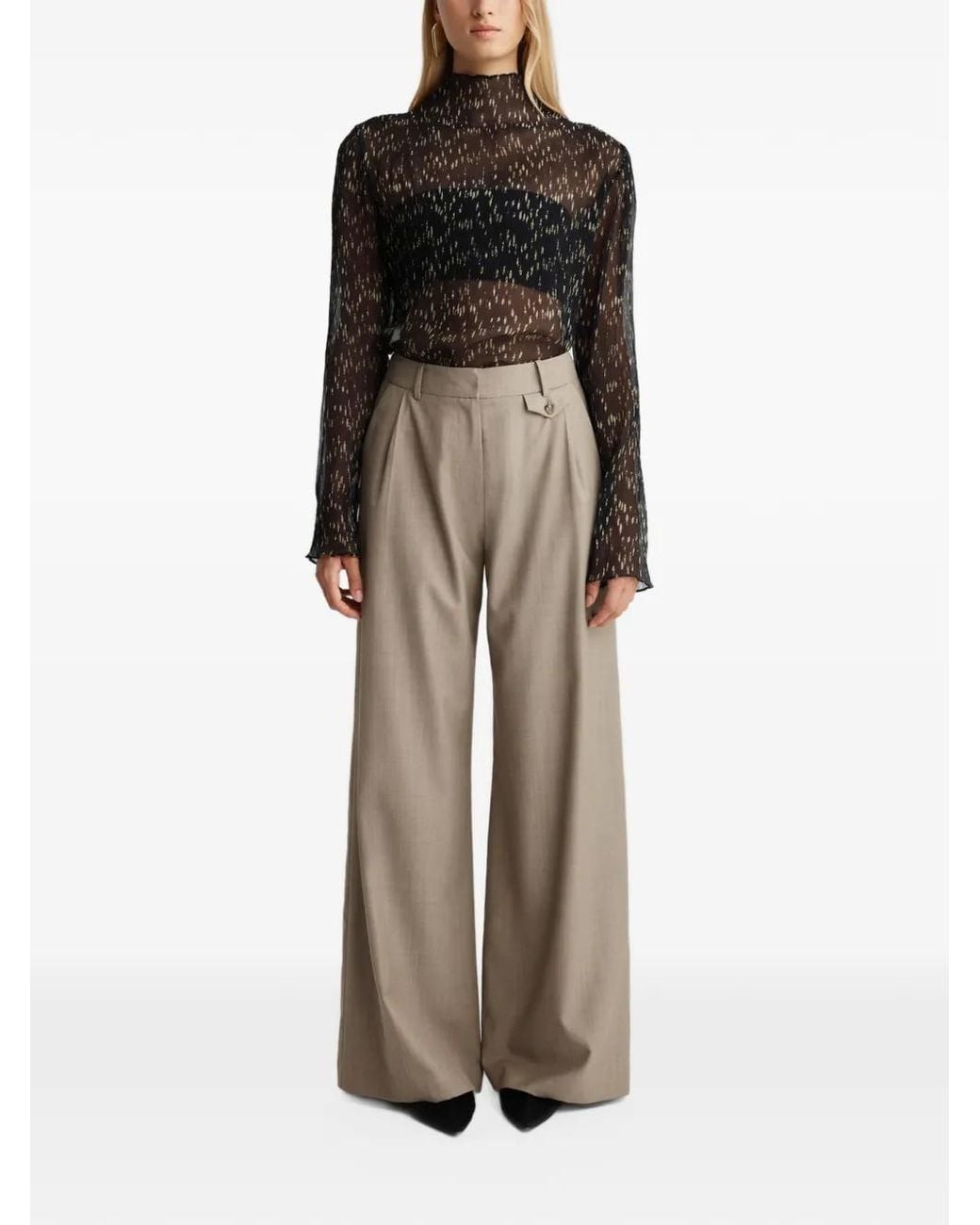 Anna Quan Natural Gehry Wide-Leg Tailored Trousers