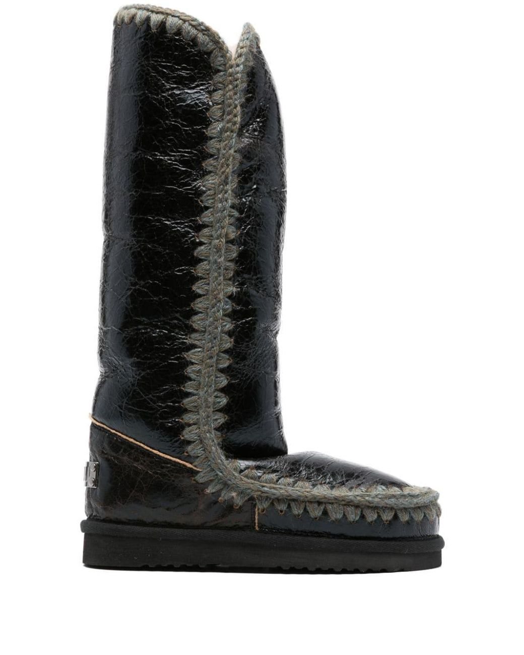 Mou Eskimo Leather Flat Boots in Black Lyst