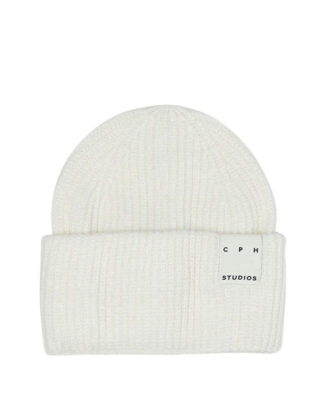 COPENHAGEN White Logo Patch Ribbed Wool Beanie