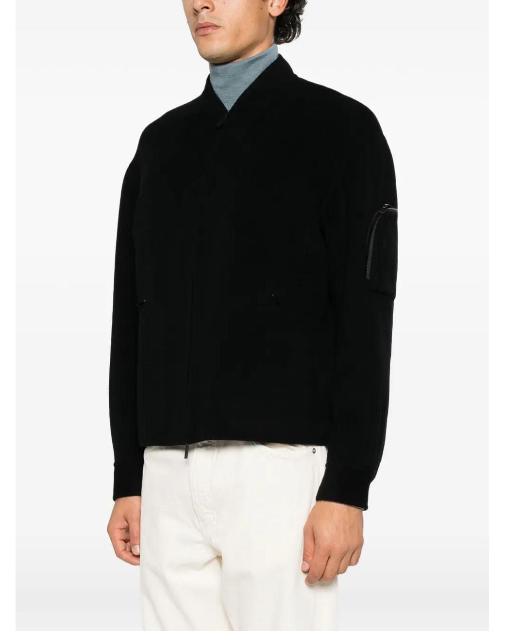 Hevò Black Zip-Up Wool Jacket for men