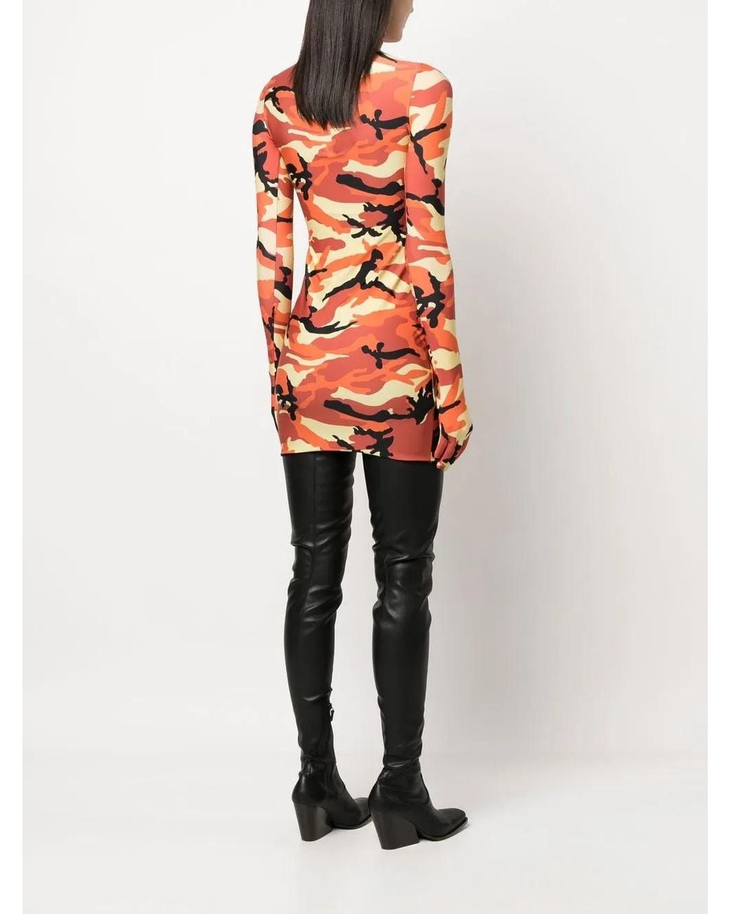 Vetements Orange Robe Courte À Imprimé Camouflage