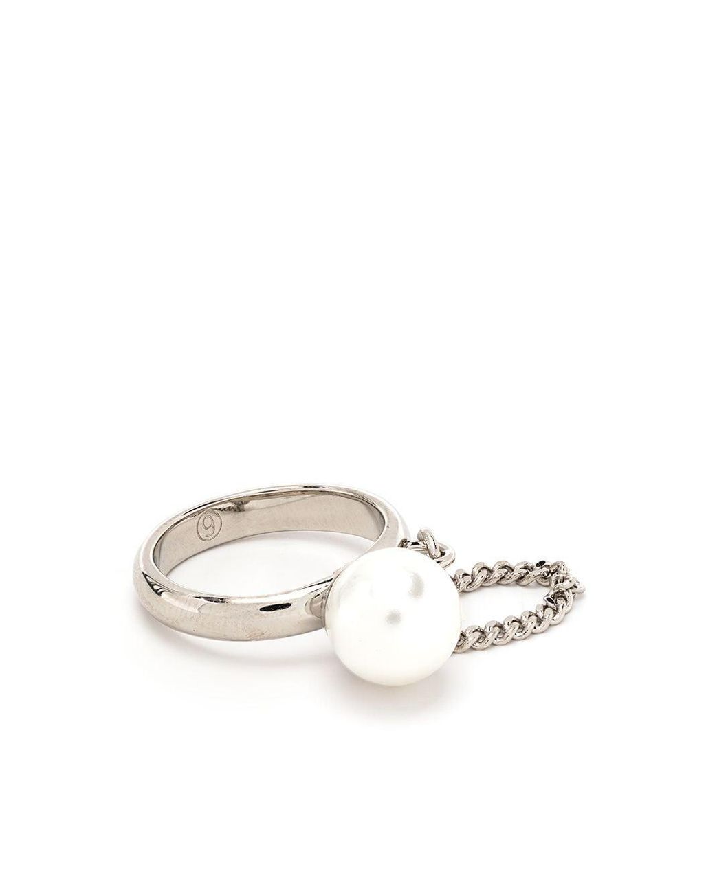 MM6 by Maison Martin Margiela Pearl-embellished Band Ring - Lyst