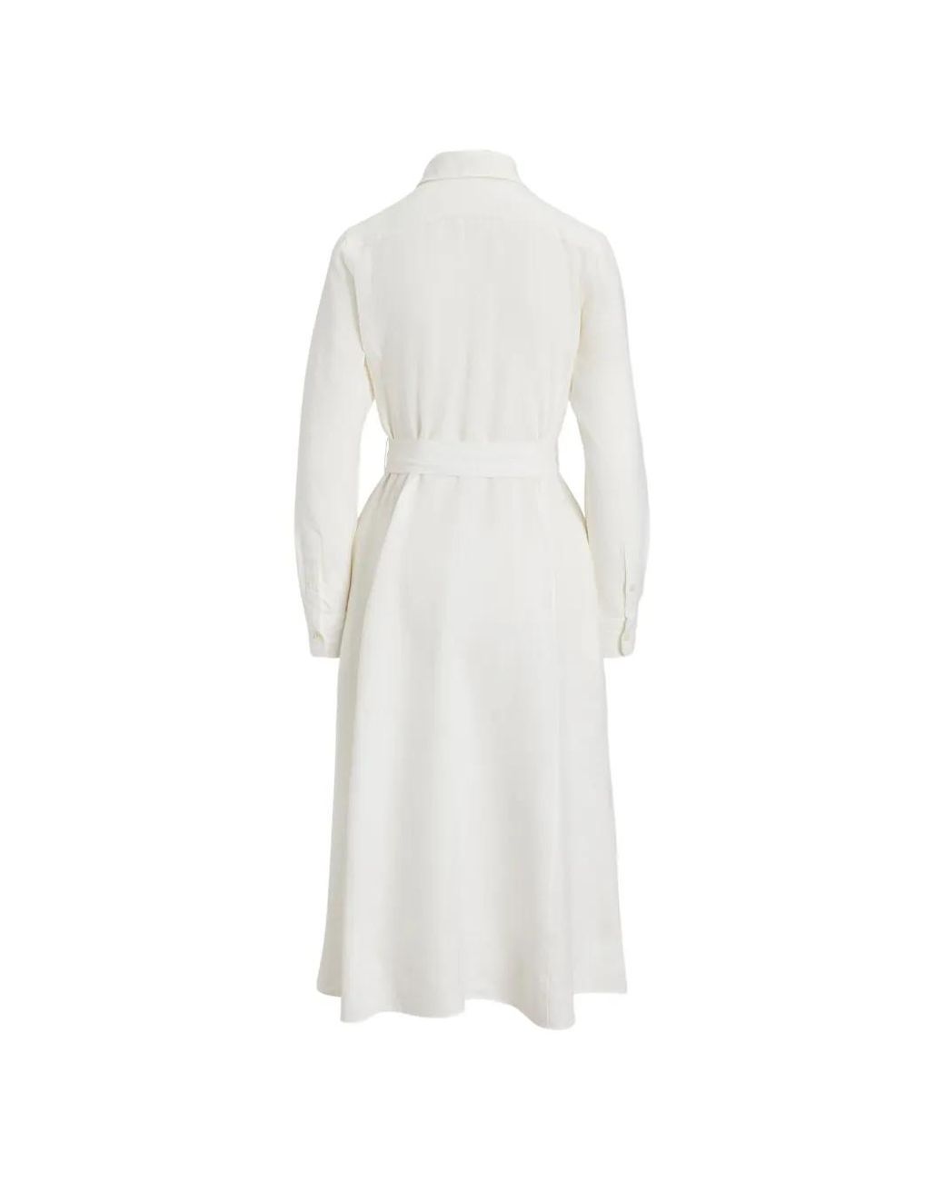 Polo Ralph Lauren White Belted Linen Midi Shirt Dress