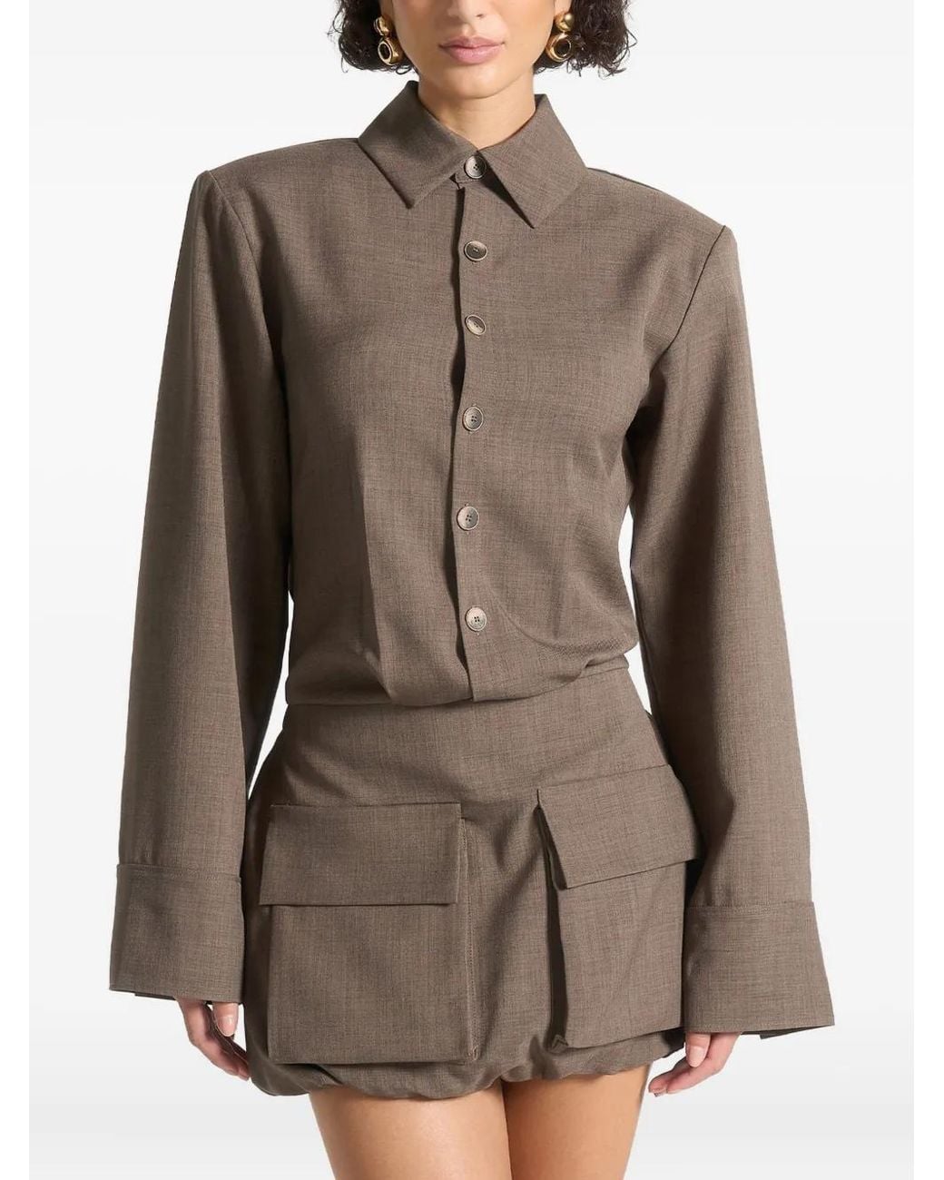 Manière De Voir Brown Laure Cargo Shirt Mini Dress