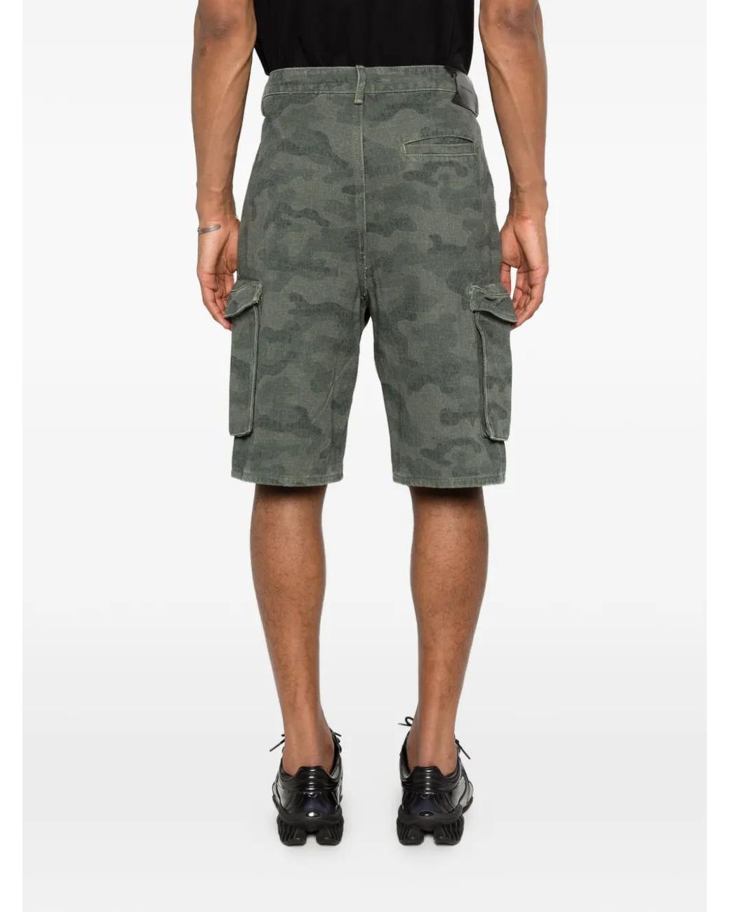 Daily Paper Green Camouflage Cargo Shorts for men