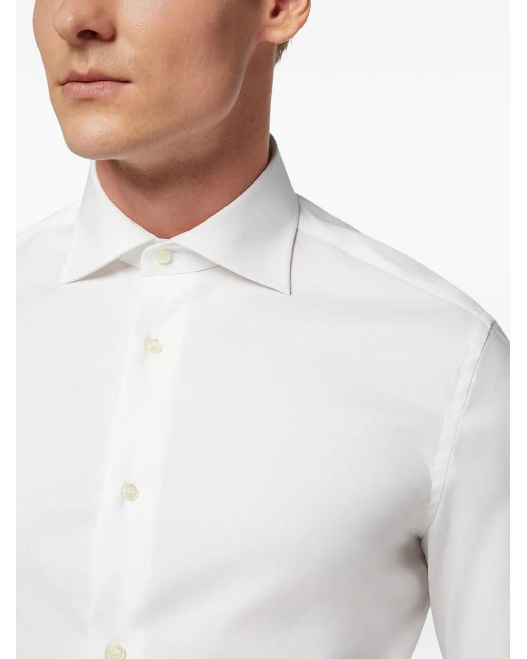 Boggi White Point-Collar Shirt for men
