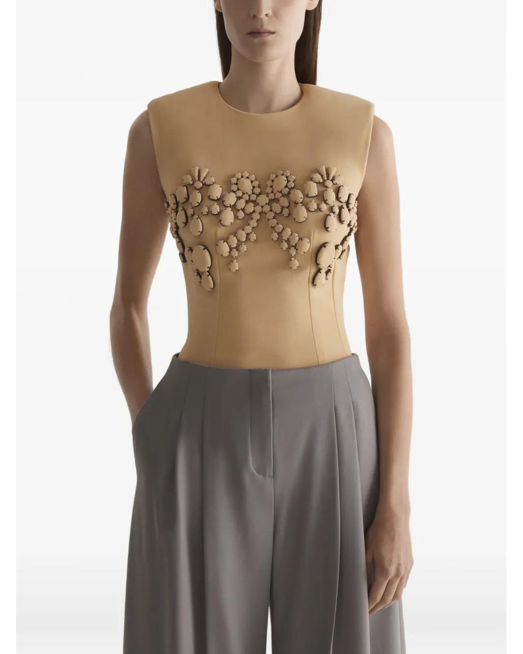 Mugler Natural Embroidered Top