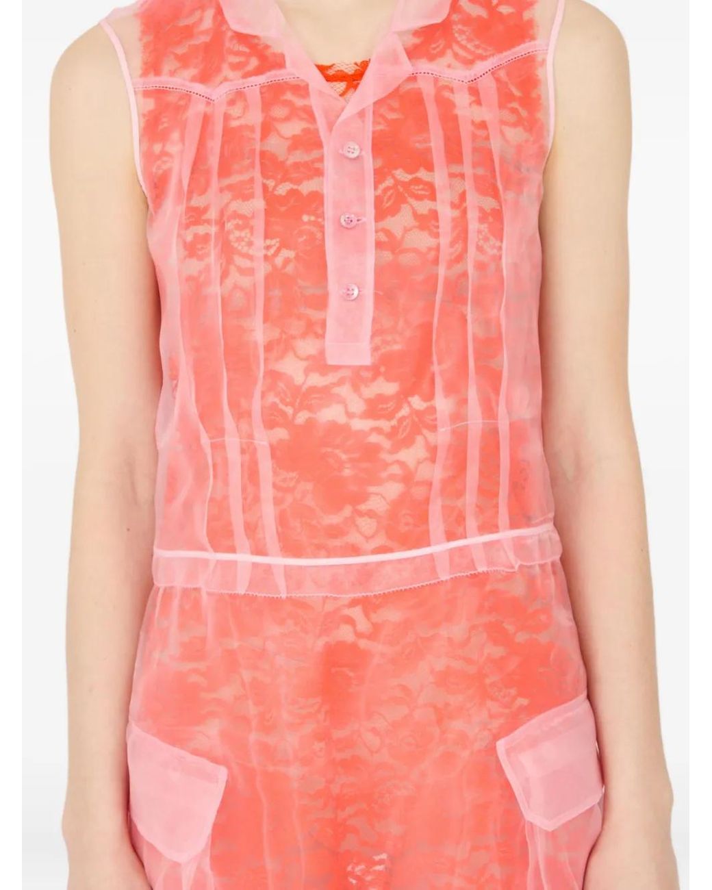 Maison Margiela Pink Robe Mi-Longue À Design Superposé