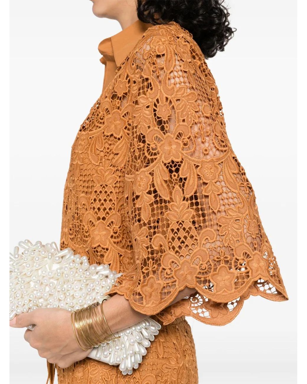 Zimmermann Orange Coco Lace Tunic Top