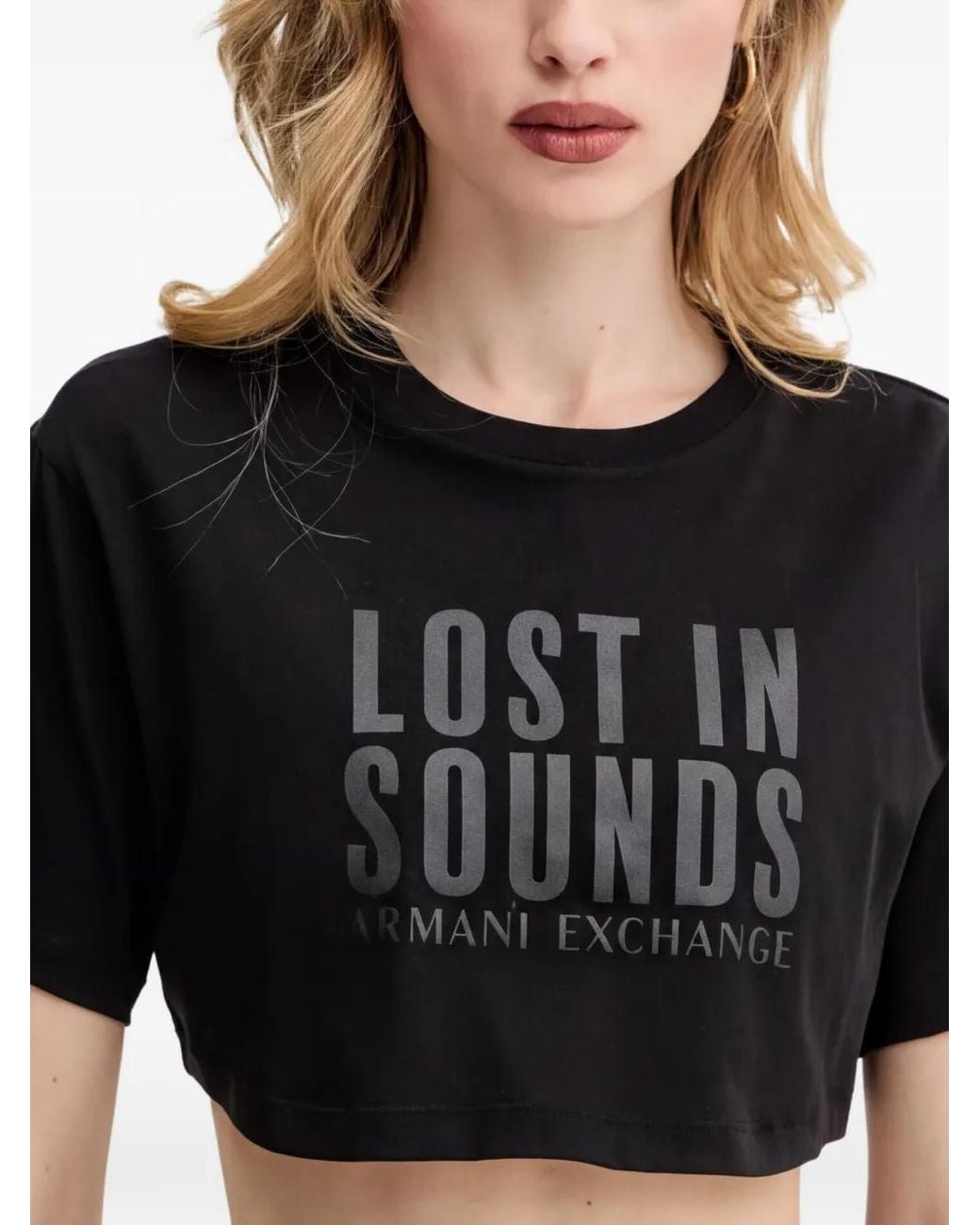 ARMANI EXCHANGE Black Cropped T-Shirt