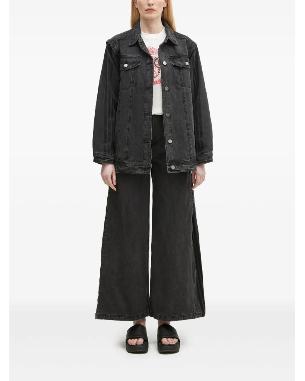 Adidas Black Panelled Denim Jacket
