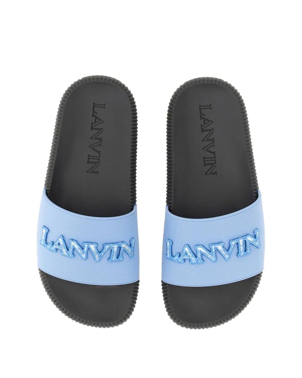 Lanvin White Logo-Patch Slides