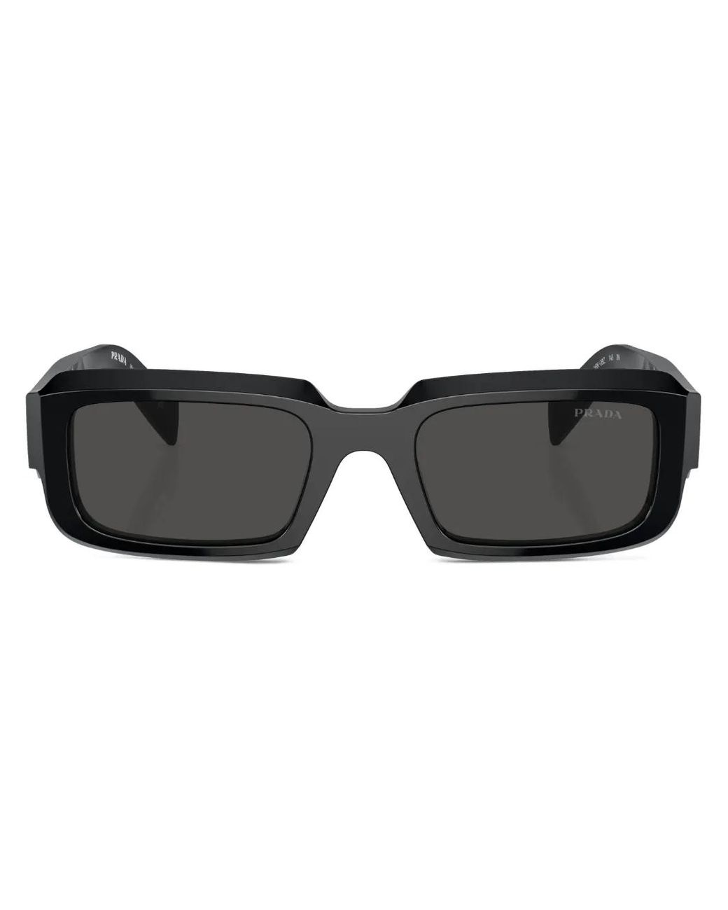 Prada Black Logo-Lettering Rectangular Sunglasses