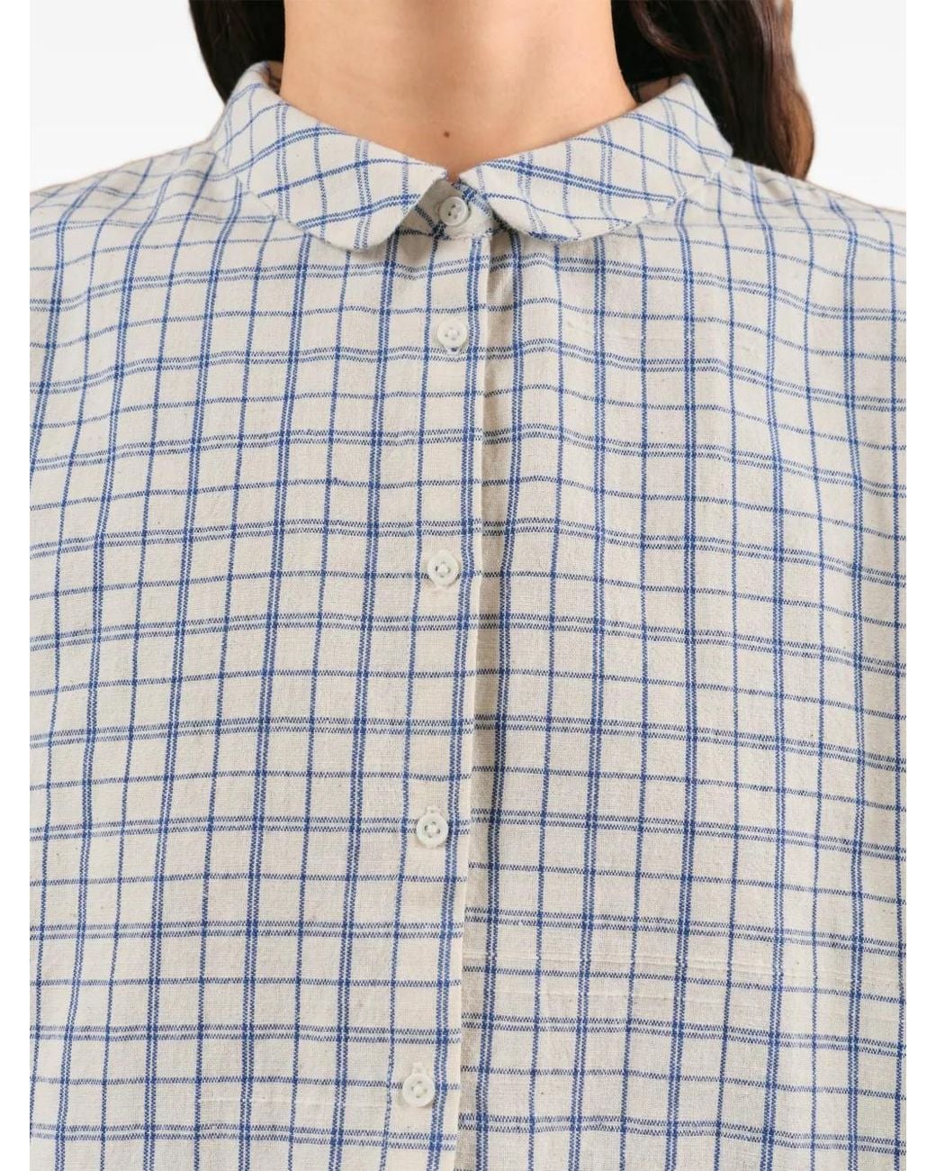 STORY mfg. Gray Check Pleated Shirt