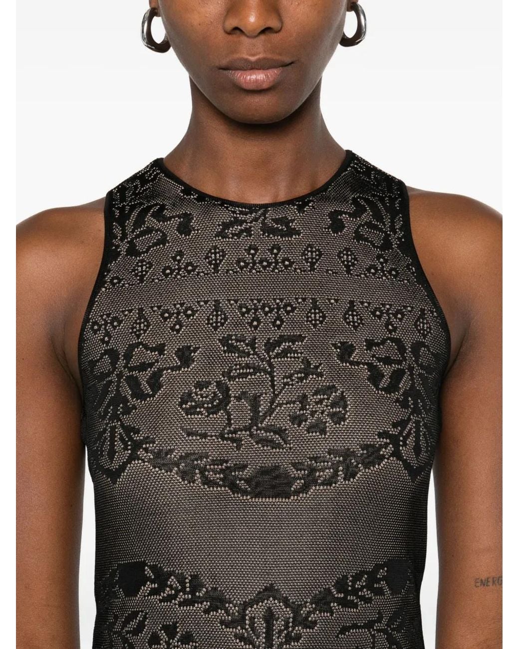 Twinset Black Openwork Midi Dress