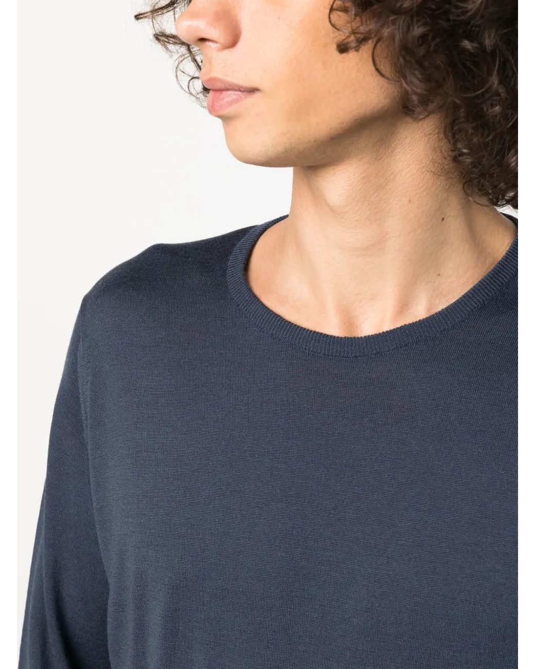 John Smedley Blue Lundy Fine-Knit Jumper for men