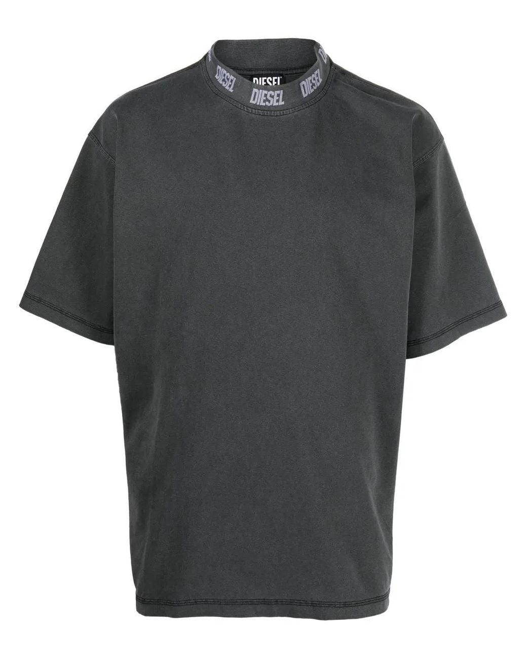DIESEL Black Logo-Neck Short-Sleeve T-Shirt for men