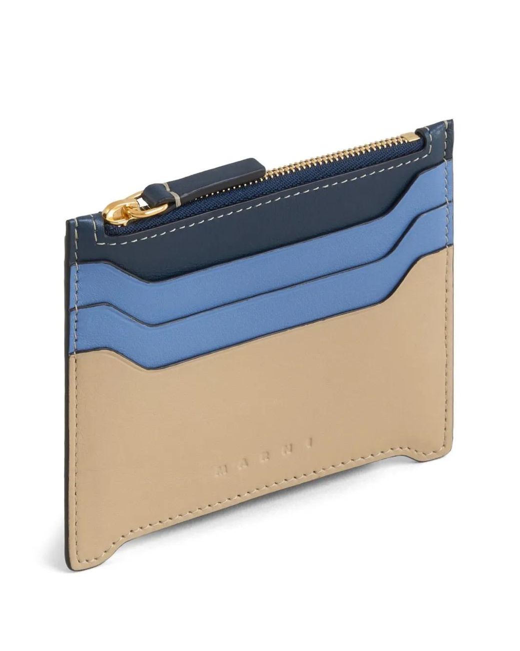 Marni Blue Logo-Debossed Cardholder