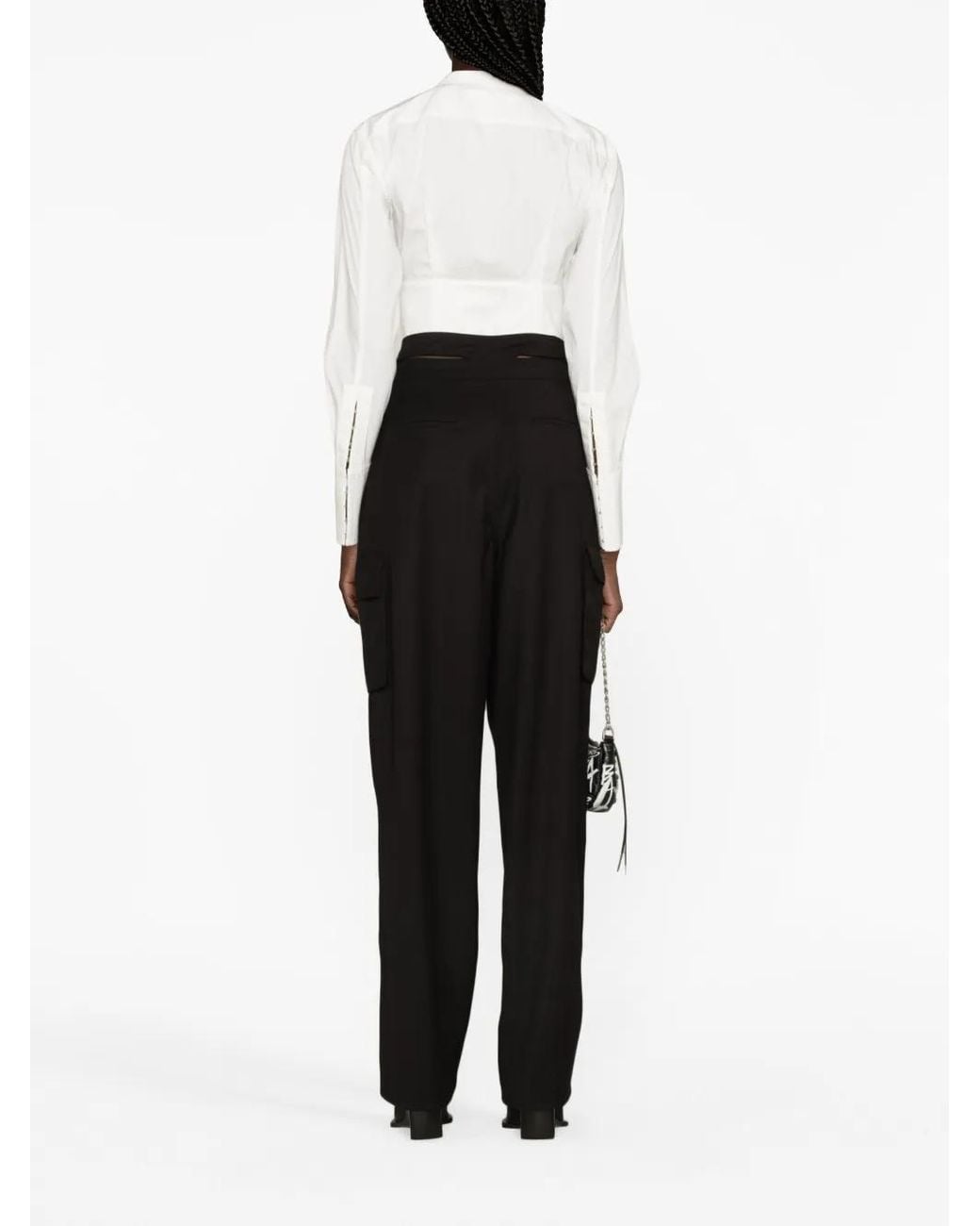 ANDREADAMO Black Pleated Cut-Out Cargo Trousers