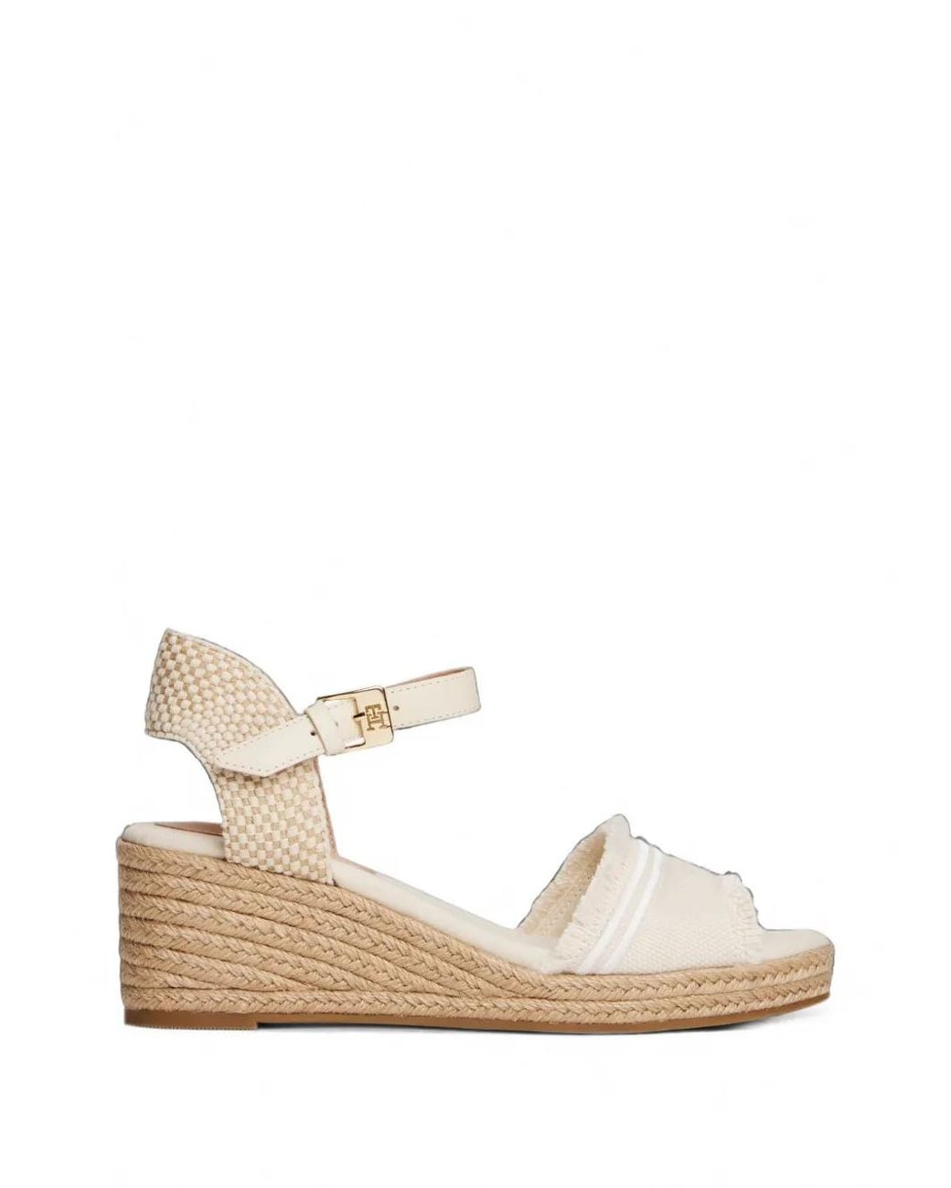Tommy Hilfiger Natural Espadrilles Compensées À Finitions Franches