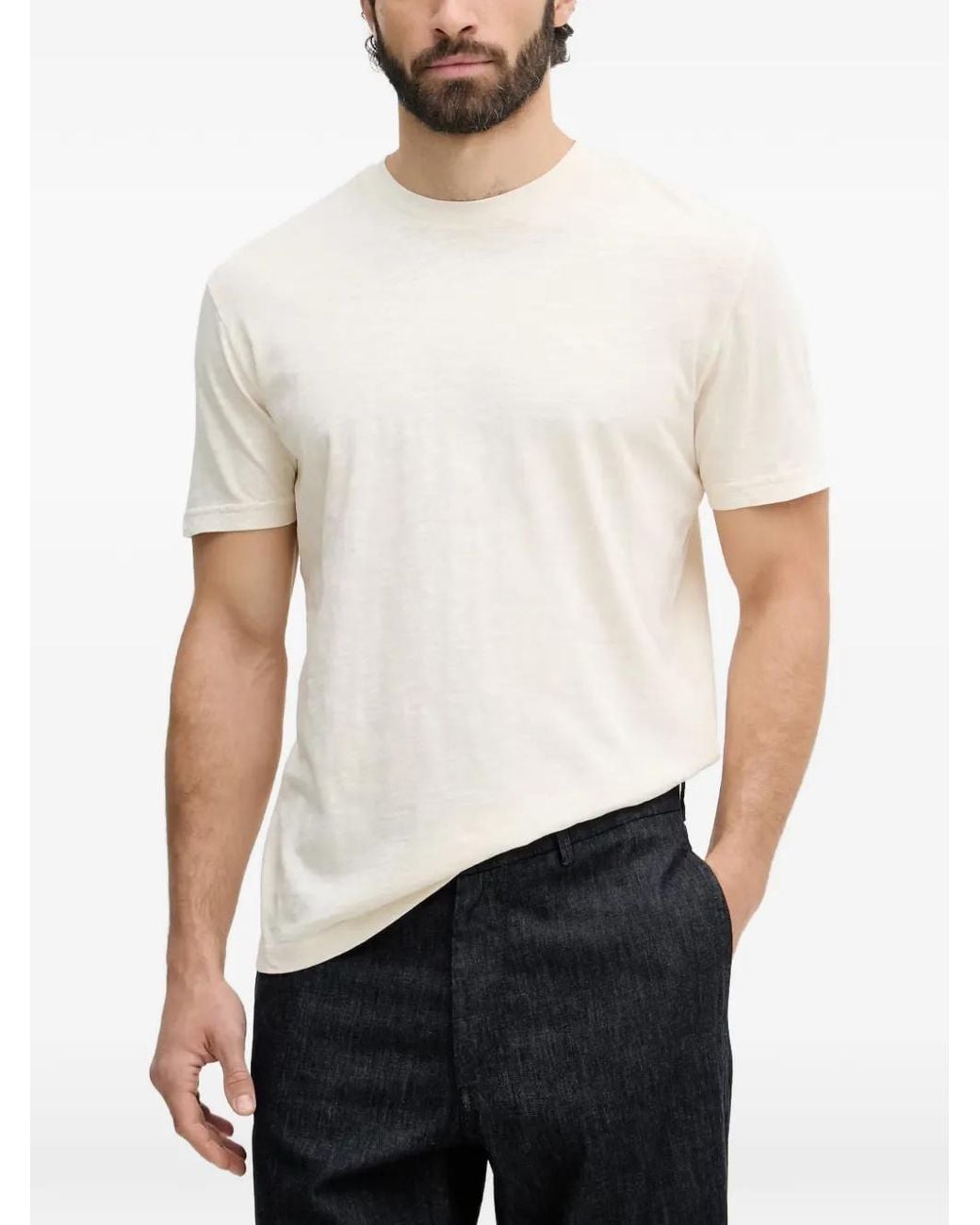 Gant White Slub-Texture Logo-Embroidered T-Shirt for men