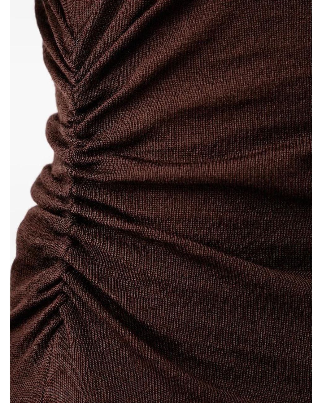 Trussardi Red Ruched-Detail Fine-Knit Sweater