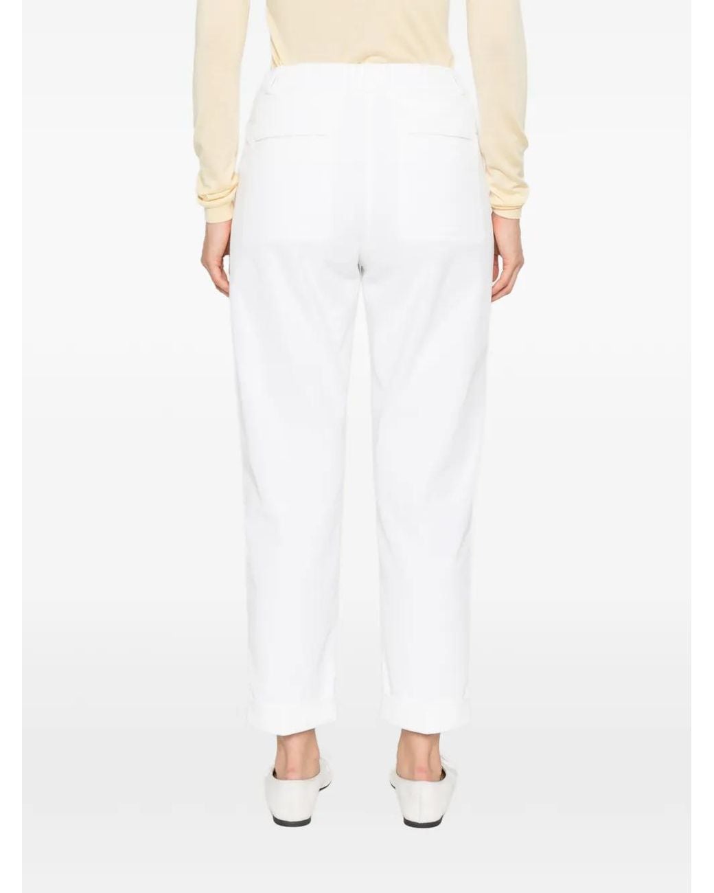 Peserico White Pleated Corduroy Trousers