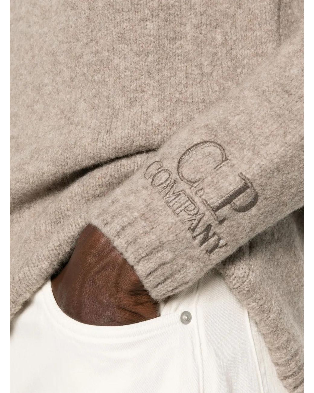 C P Company Natural Logo-Embroidered Jumper for men