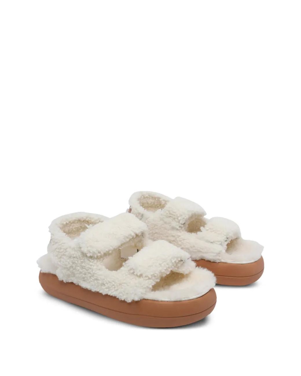 Moon Boot White Shearling Platform Sandals
