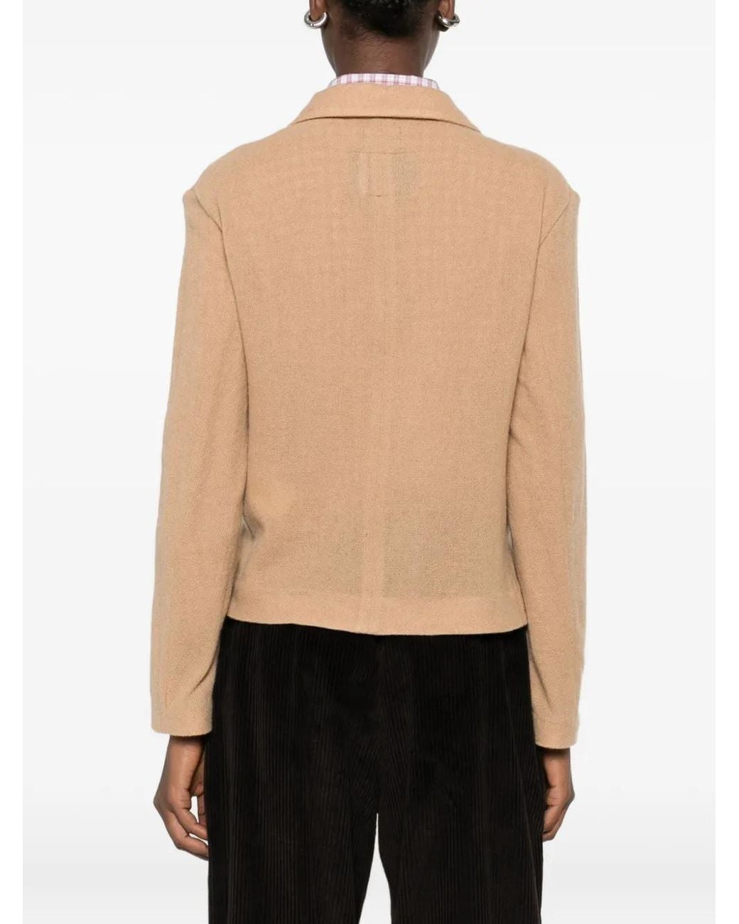R13 Natural Twisted Lapel Top