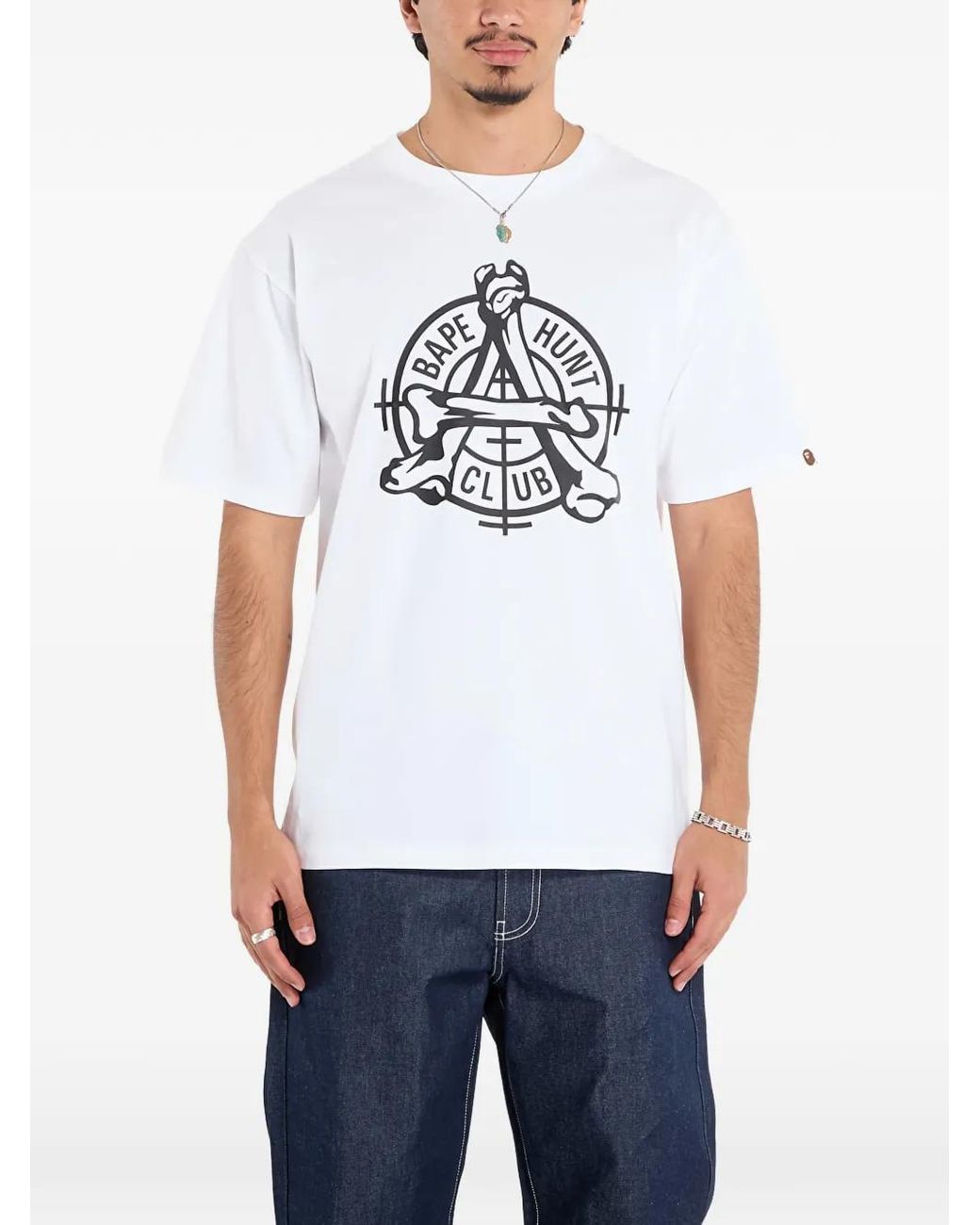 A Bathing Ape White Graphic T-Shirt for men