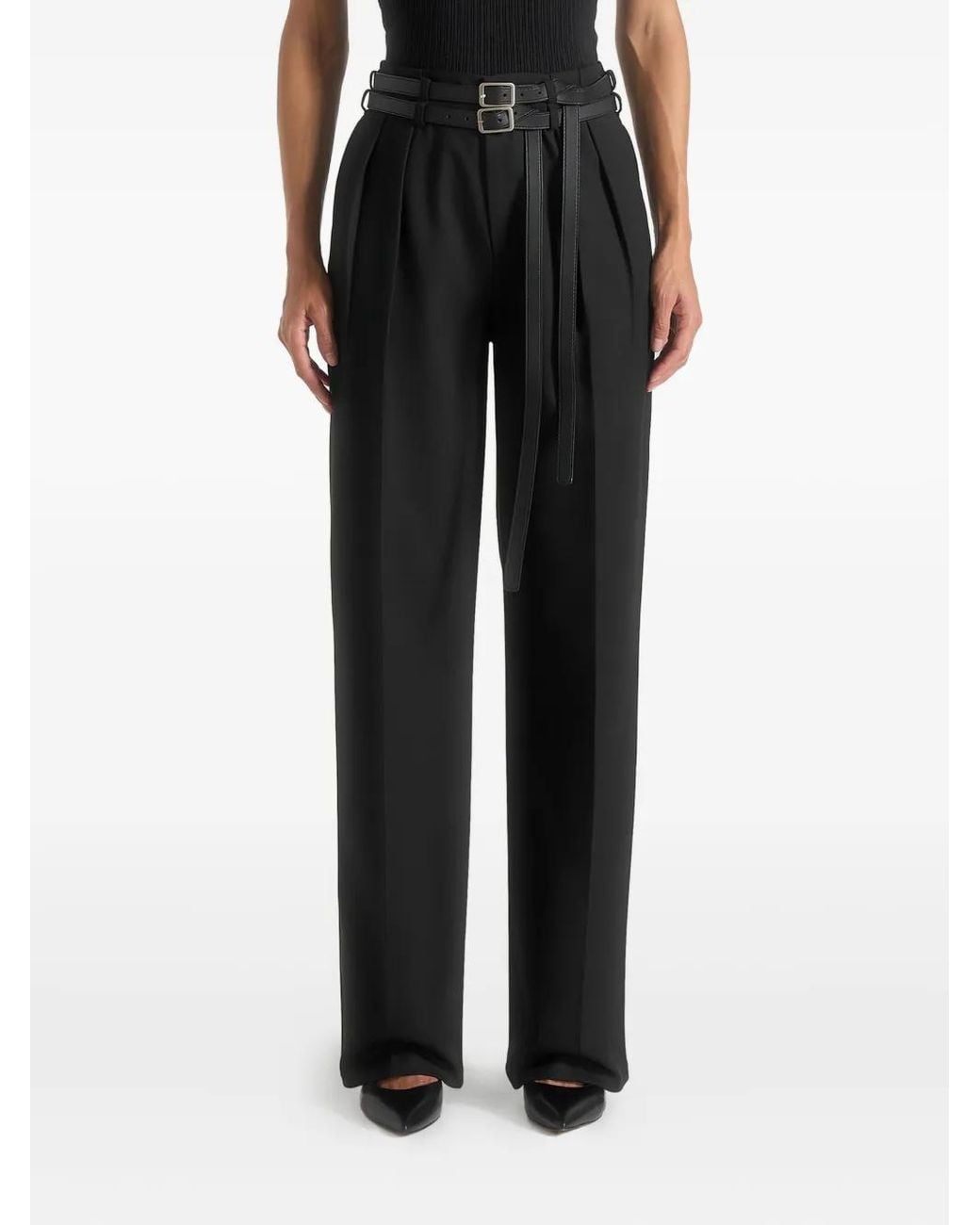 Manière De Voir Black Pascale Tailored Twin Belt Trousers