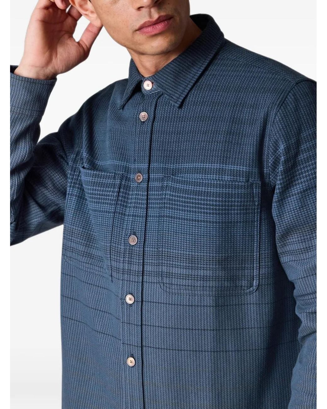 Paul Smith Blue Gradient Check Cotton Shirt for men