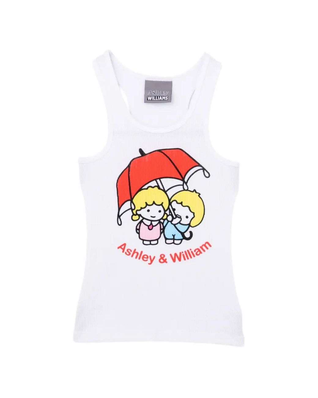 Ashley Williams White Graphic-Print Vest Top