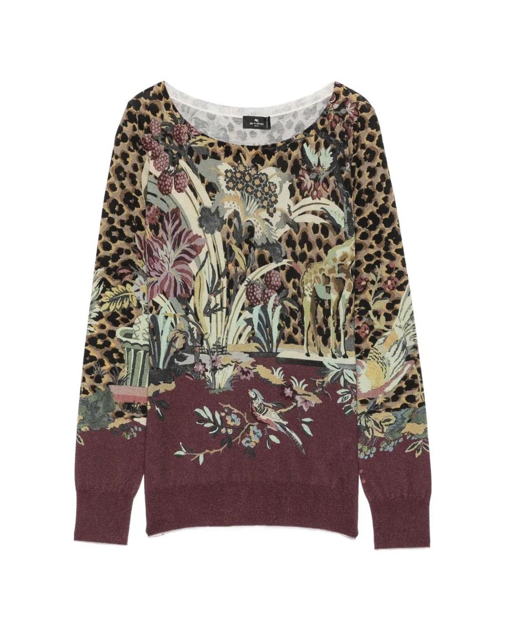 Etro Brown Pullover Mit Leopardenprint