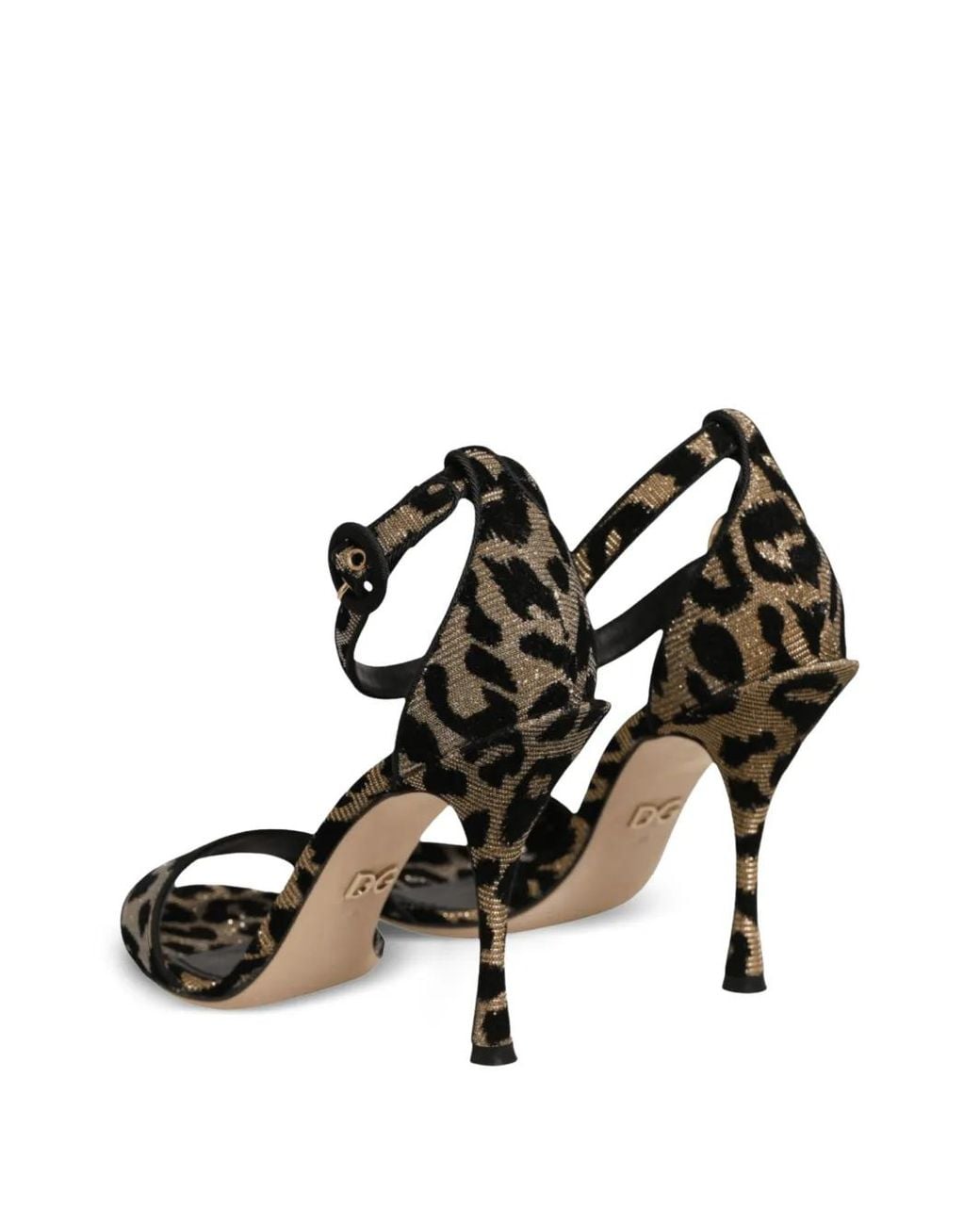 Dolce & Gabbana Black Leopard-Print Ankle-Strap Sandals