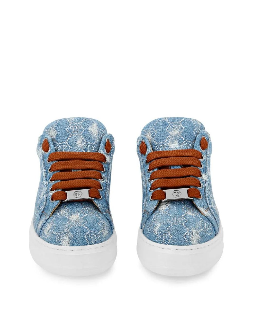 Philipp Plein Blue Monogram Strass Sneakers