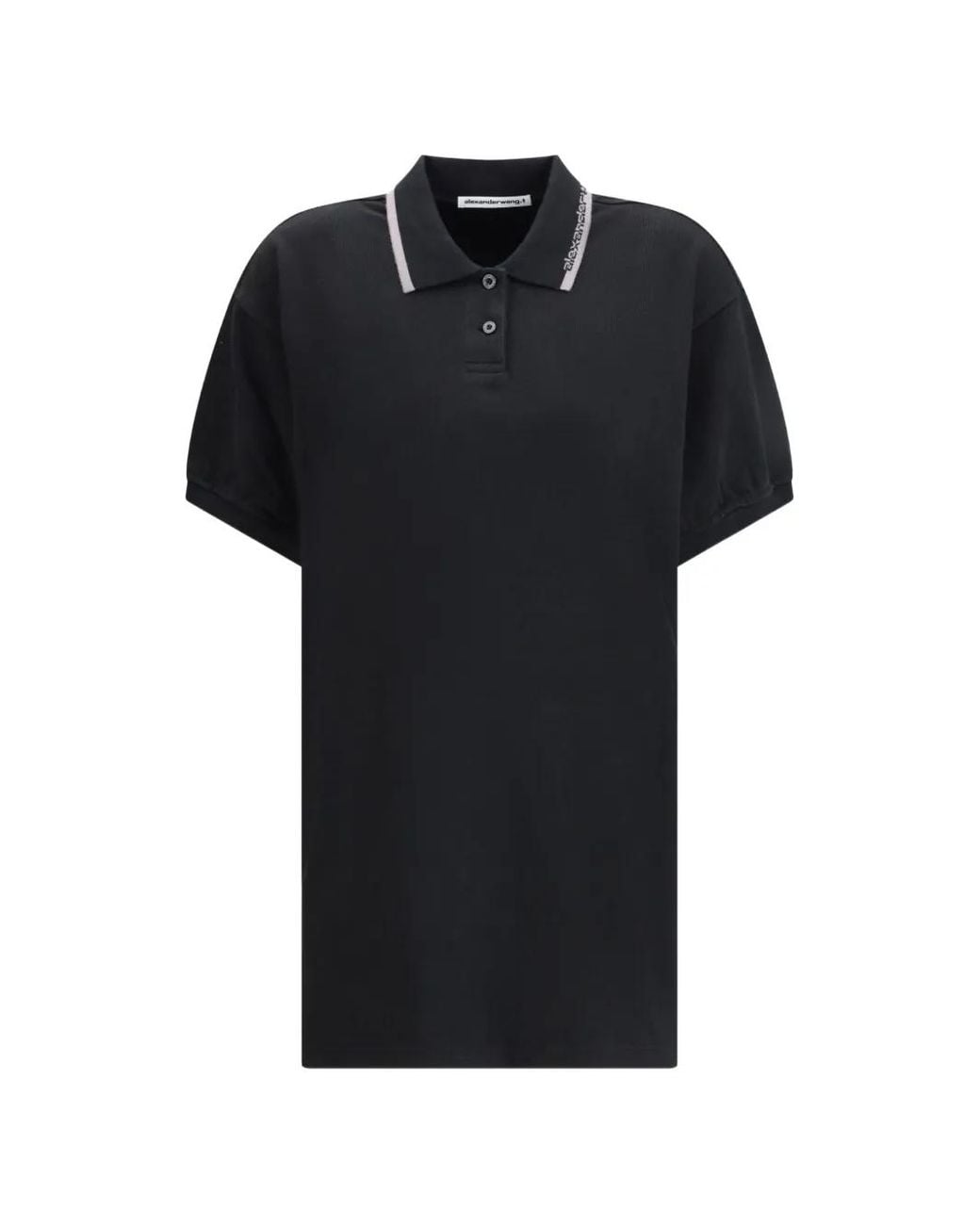 T By Alexander Wang Black Relaxed Polo Cotton Minidress