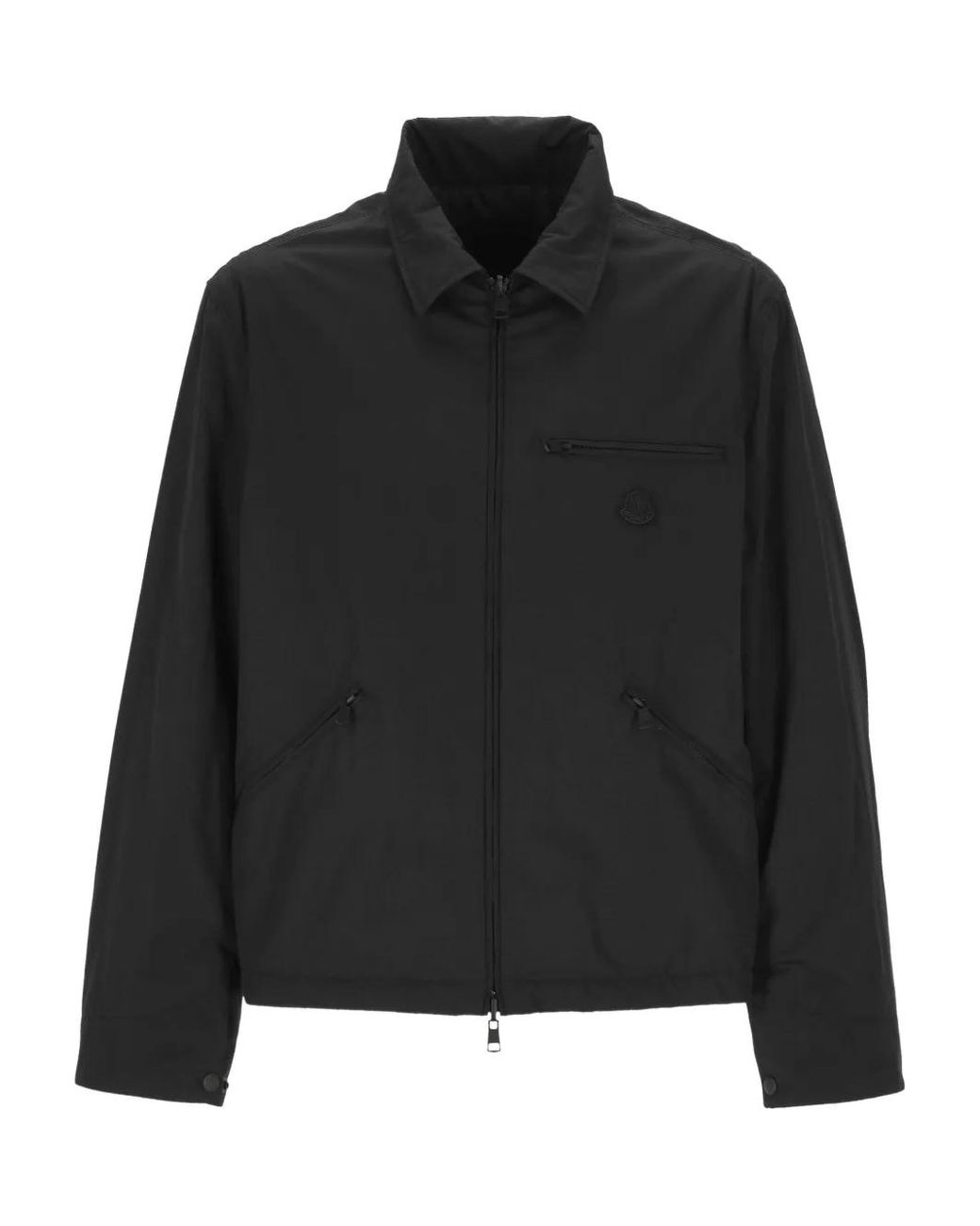 Moncler Black Logo-Patch Shirt Jacket for men