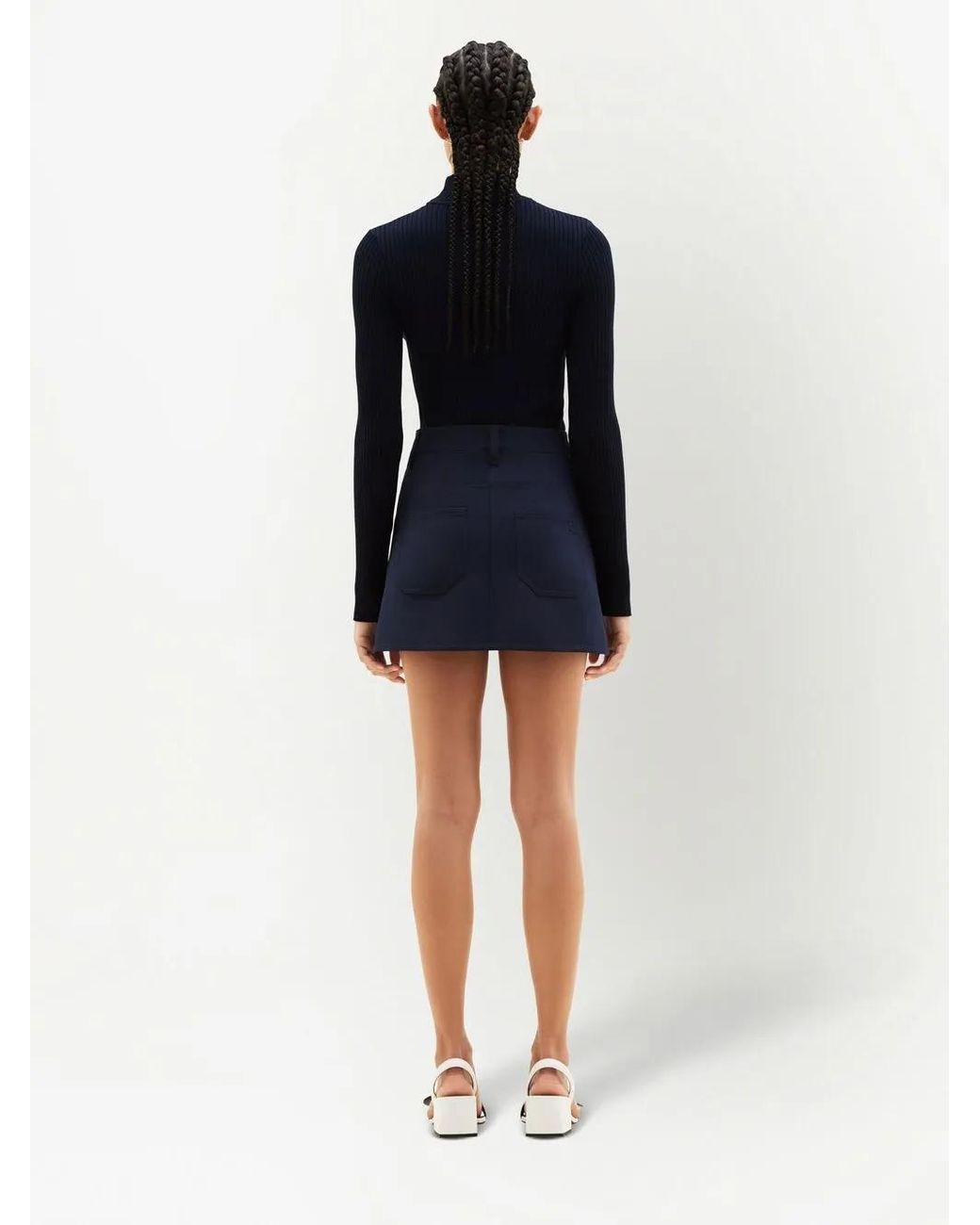 Courreges Blue Logo-Embroidered Ribbed Sweater