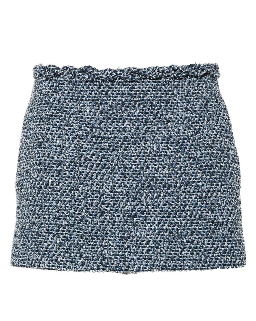 Valentino Garavani Blue Tweed Denim Skirt