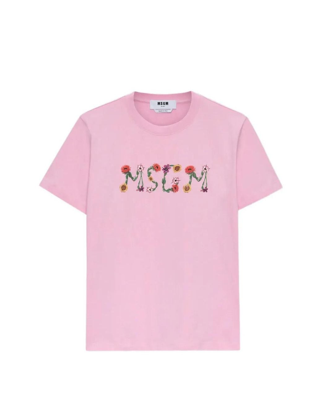 MSGM Pink Floral-Print T-Shirt