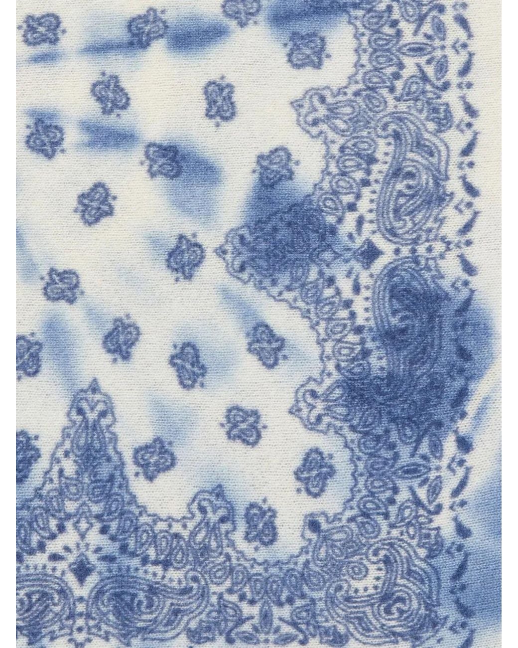 Himalaya Clothing Paisley-Print Frayed Scarf in Blue | Lyst