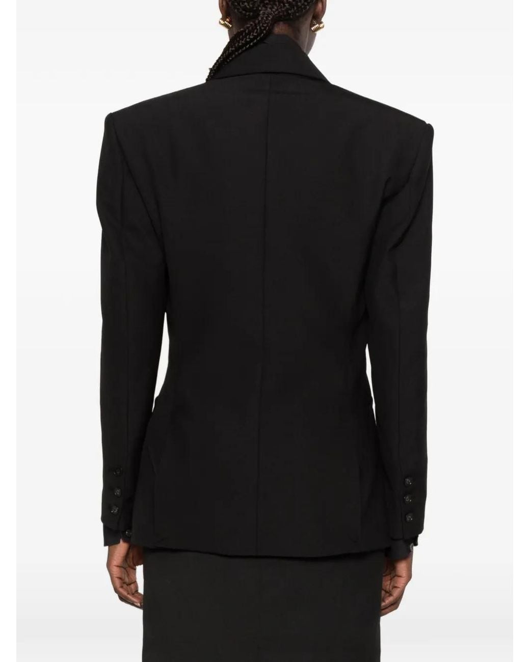 Frankie Shop Black Jade Double-Breasted Padded-Shoulder Blazer