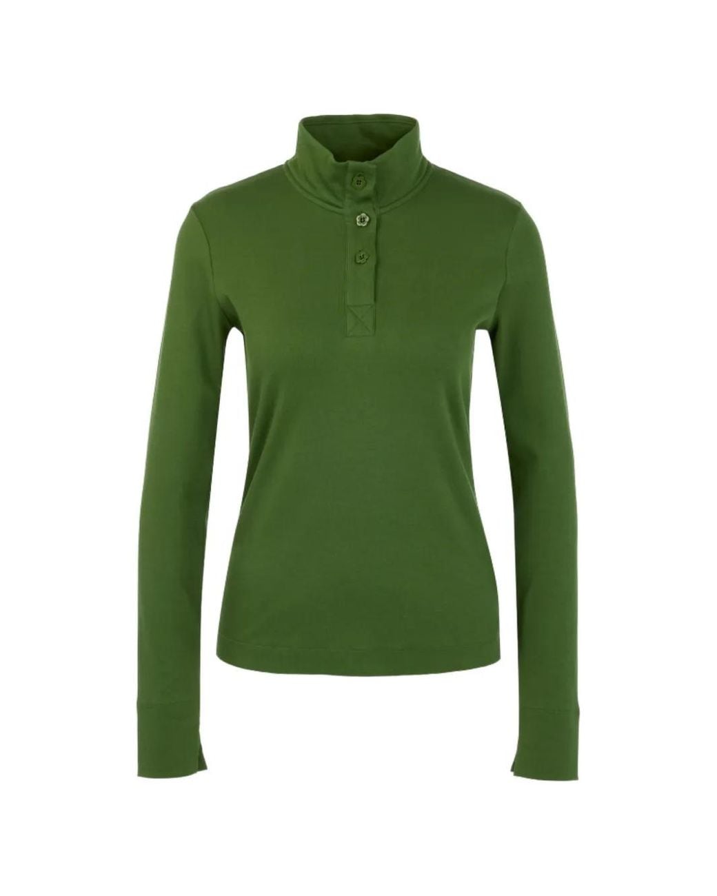 Marc Cain Green Button-Fastening Long-Sleeve T-Shirt