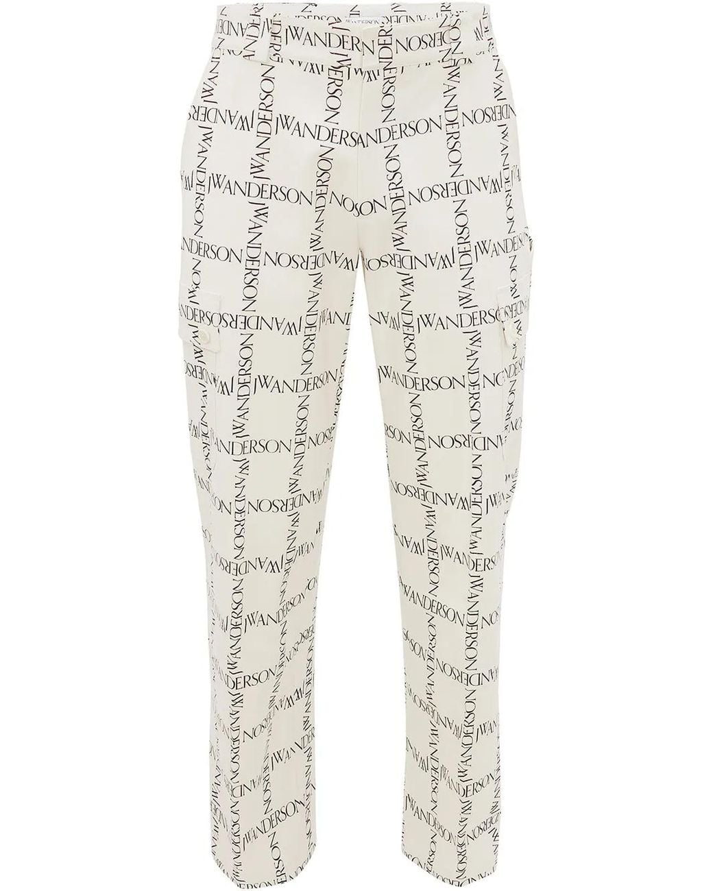 J.W. Anderson Natural Logo-Print Straight-Leg Trousers for men