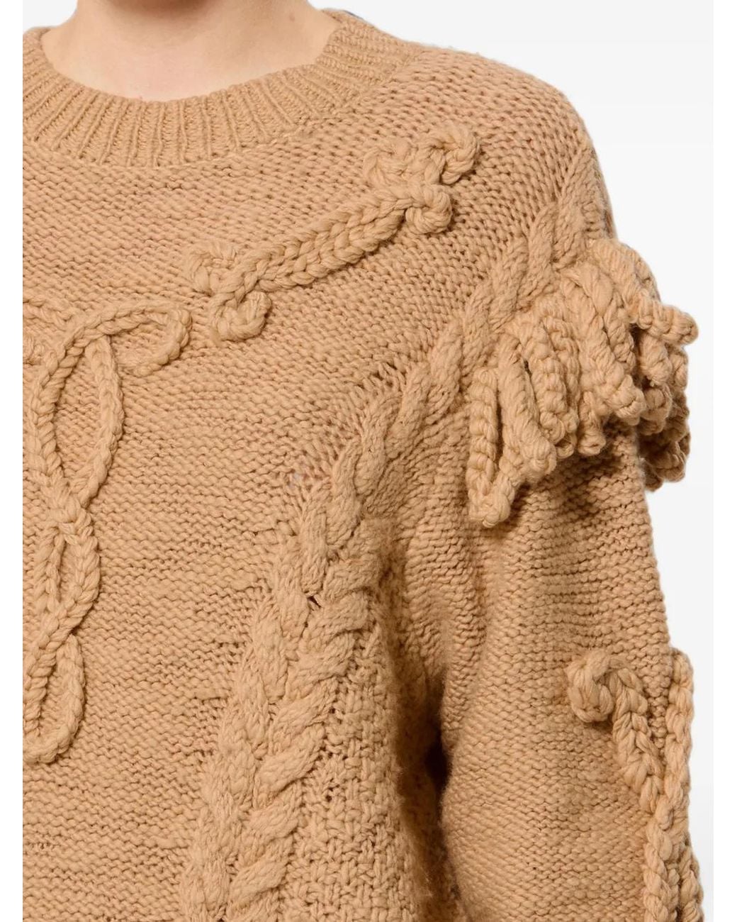 Isabel Marant Natural Katria Fringe-Detail Aran-Knit Jumper