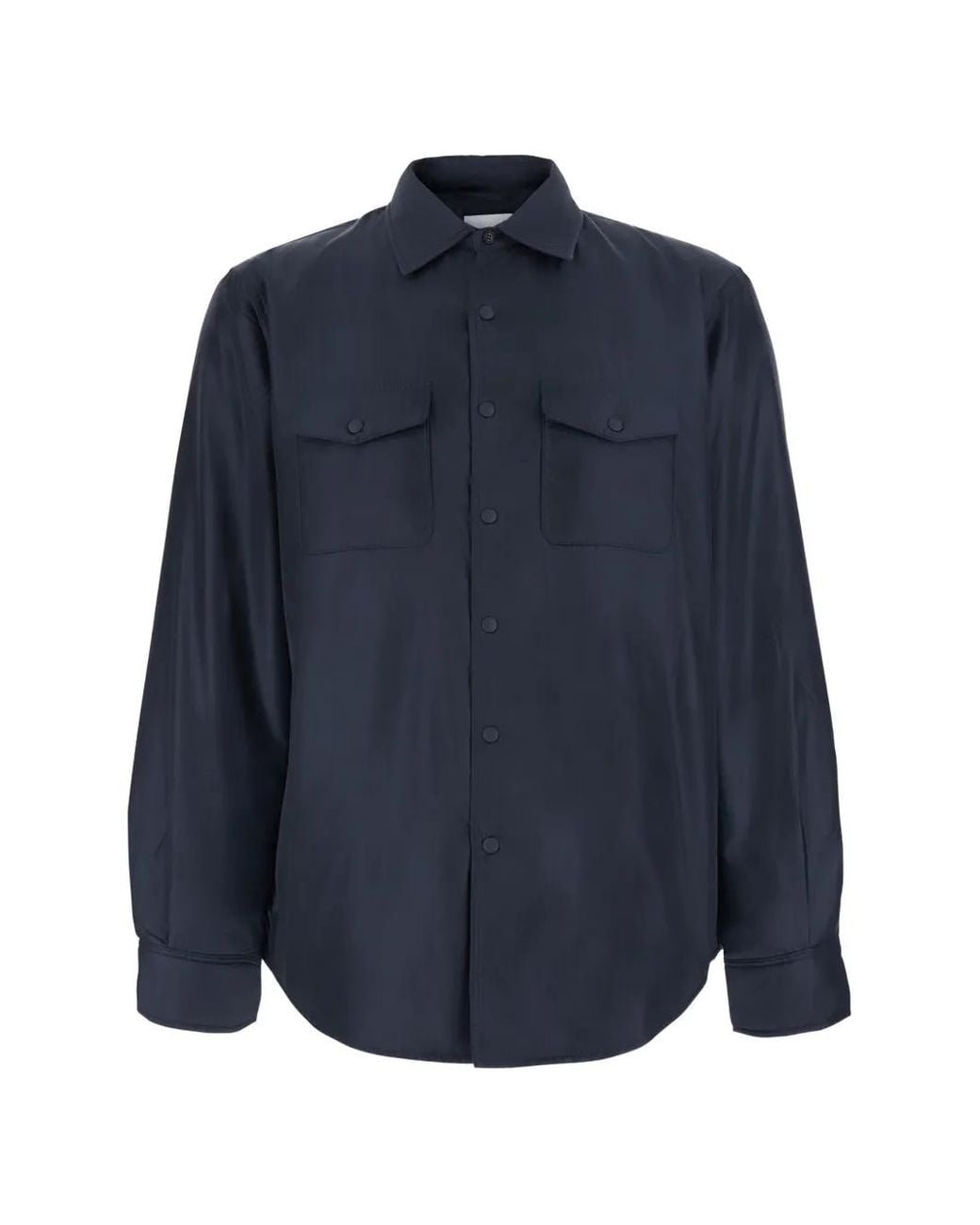 Aspesi Blue 13 Piu Shirt Button-Down Flap-Pocket Jacket for men
