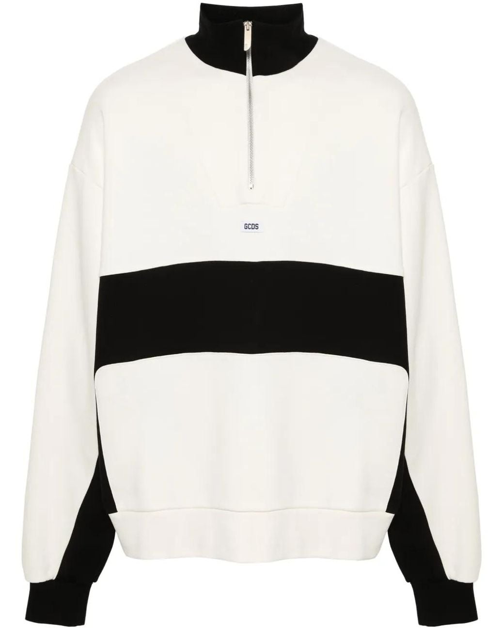 Gcds White Logo-Appliqué Half-Zipped Sweatshirt for men