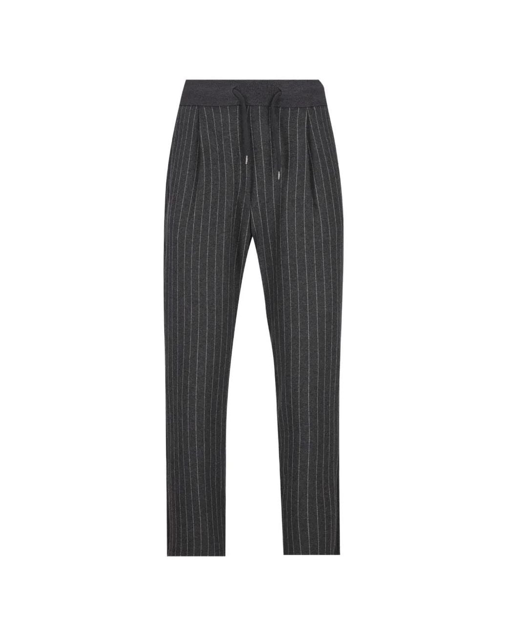 Herno Gray Pinstripe-Pattern Drawstring Trousers for men